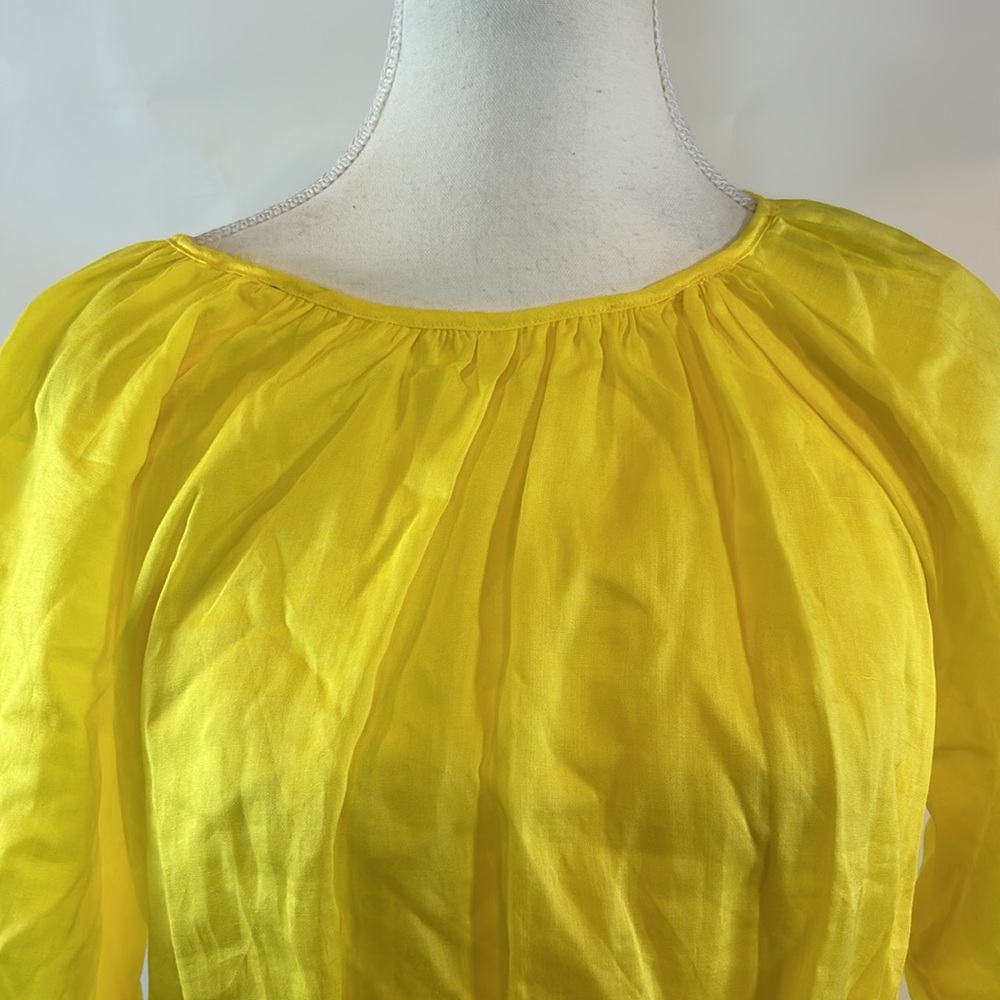 Draper James RSVP | Smocked Waist Yellow Linen Blend Dress | Medium - Picture 5 of 15